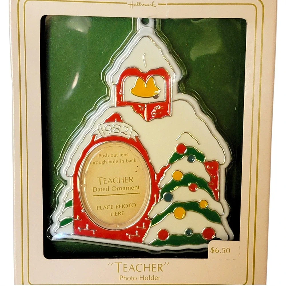 VTG 80s Hallmark Teacher Photo Christmas Ornament Holiday Treasures 1982‎ Gift